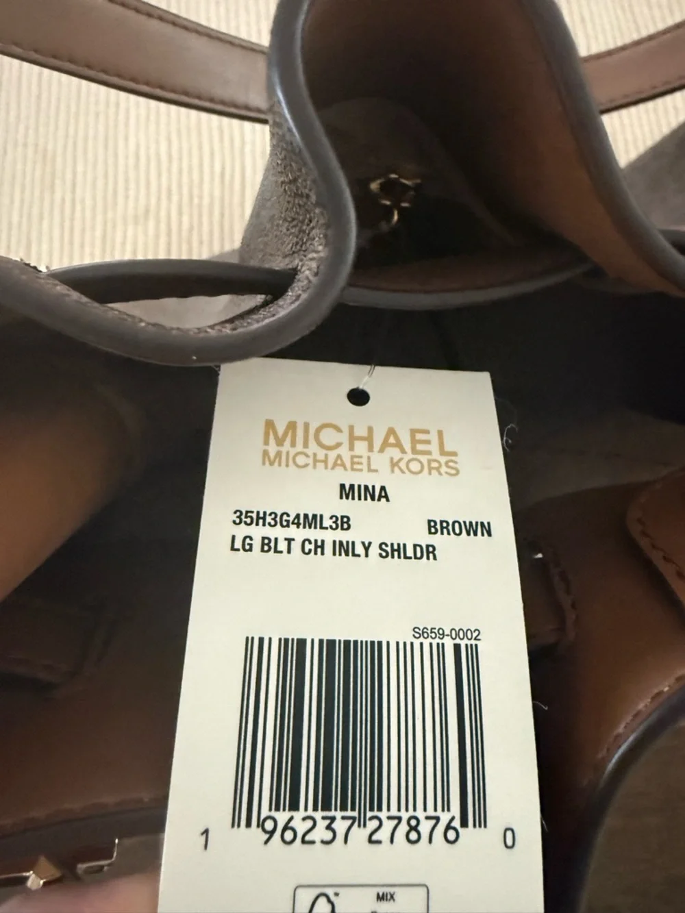 Michael Kors Brown Logo-Print Shoulder Bag with Gold Chain Detail - Picture 5 of 6